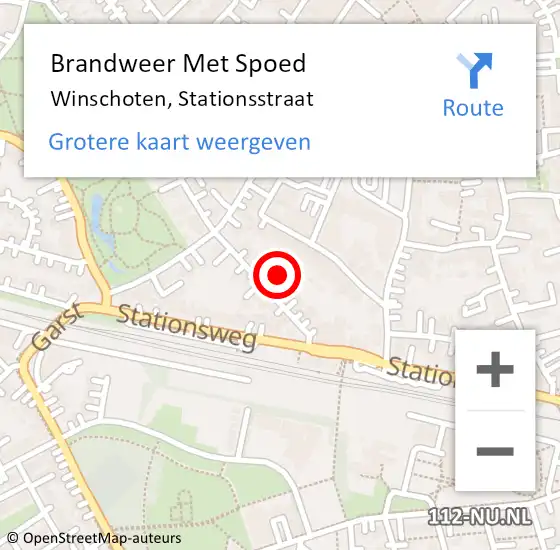 Locatie op kaart van de 112 melding: Brandweer Met Spoed Naar Winschoten, Stationsstraat op 10 januari 2015 19:28