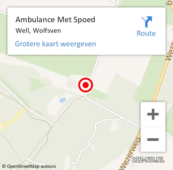 Locatie op kaart van de 112 melding: Ambulance Met Spoed Naar Well, Wolfsven op 11 januari 2015 14:46