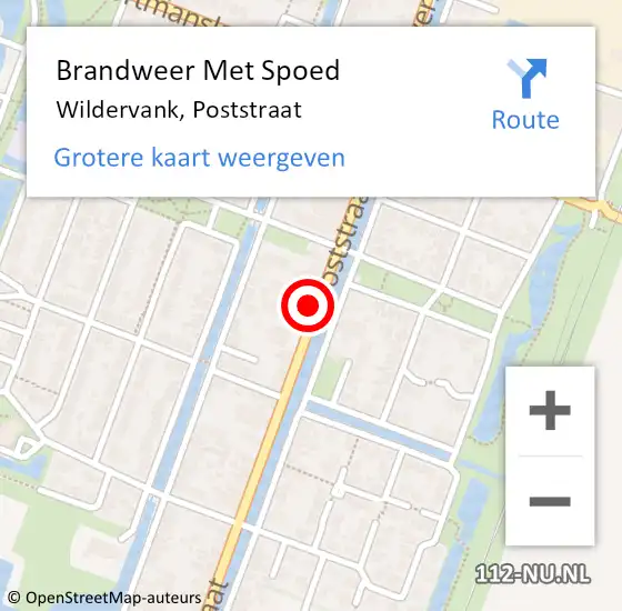 Locatie op kaart van de 112 melding: Brandweer Met Spoed Naar Wildervank, Poststraat op 11 januari 2015 15:26