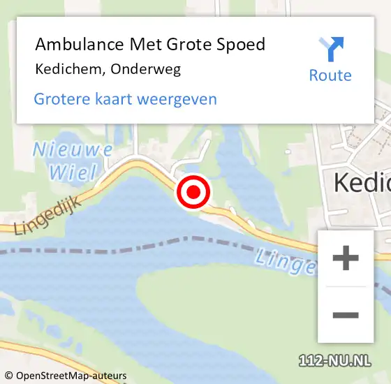 Locatie op kaart van de 112 melding: Ambulance Met Grote Spoed Naar Kedichem, Onderweg op 11 januari 2015 16:04