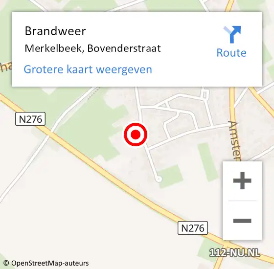 Locatie op kaart van de 112 melding: Brandweer Merkelbeek, Bovenderstraat op 11 januari 2015 17:07