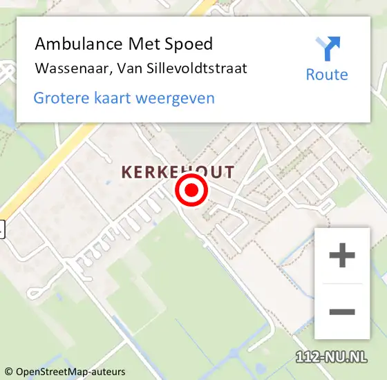 Locatie op kaart van de 112 melding: Ambulance Met Spoed Naar Wassenaar, Van Sillevoldtstraat op 11 januari 2015 20:45