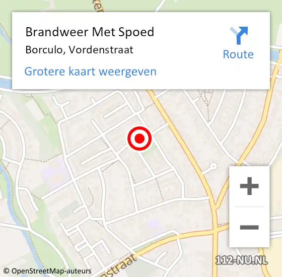 Locatie op kaart van de 112 melding: Brandweer Met Spoed Naar Borculo, Vordenstraat op 27 oktober 2013 12:19