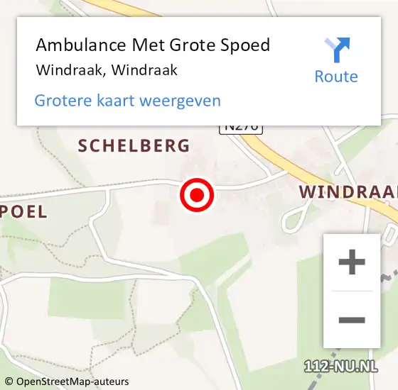 Locatie op kaart van de 112 melding: Ambulance Met Grote Spoed Naar Windraak, Windraak op 11 januari 2015 22:59