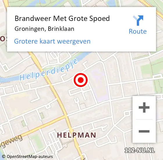 Locatie op kaart van de 112 melding: Brandweer Met Grote Spoed Naar Groningen, Brinklaan op 11 januari 2015 23:08