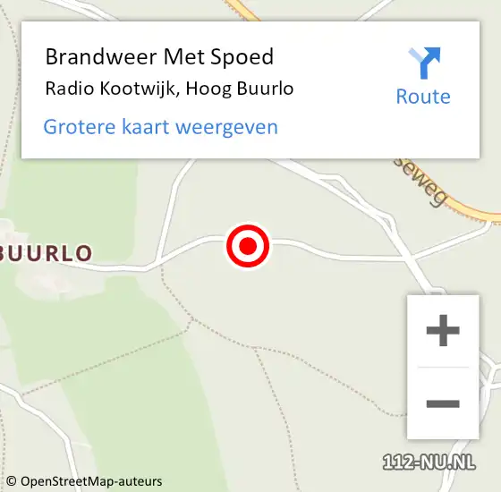 Locatie op kaart van de 112 melding: Brandweer Met Spoed Naar Radio Kootwijk, Hoog Buurlo op 12 januari 2015 08:02