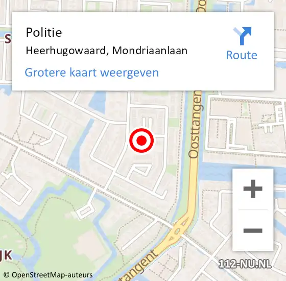 Locatie op kaart van de 112 melding: Politie Heerhugowaard, Mondriaanlaan op 12 januari 2015 08:40