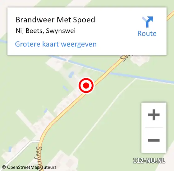 Locatie op kaart van de 112 melding: Brandweer Met Spoed Naar Nij Beets, Swynswei op 27 oktober 2013 14:09