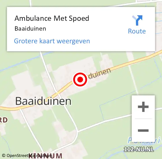 Locatie op kaart van de 112 melding: Ambulance Met Spoed Naar Baaiduinen op 13 januari 2015 12:28