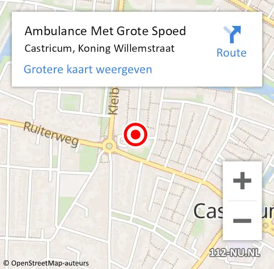 Locatie op kaart van de 112 melding: Ambulance Met Grote Spoed Naar Castricum, Koning Willemstraat op 27 oktober 2013 15:38