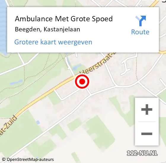 Locatie op kaart van de 112 melding: Ambulance Met Grote Spoed Naar Beegden, Kastanjelaan op 13 januari 2015 18:31