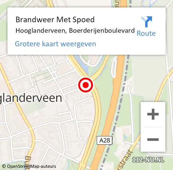 Locatie op kaart van de 112 melding: Brandweer Met Spoed Naar Hooglanderveen, Boerderijenboulevard op 14 januari 2015 15:22
