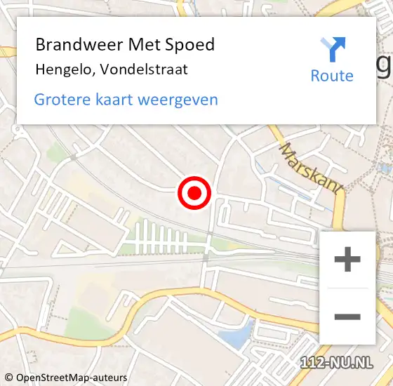 Locatie op kaart van de 112 melding: Brandweer Met Spoed Naar Hengelo, Vondelstraat op 10 september 2013 21:26
