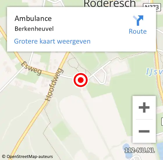 Locatie op kaart van de 112 melding: Ambulance Berkenheuvel op 15 januari 2015 10:04