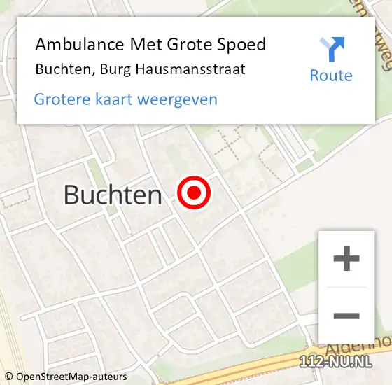 Locatie op kaart van de 112 melding: Ambulance Met Grote Spoed Naar Buchten, Burg Hausmansstraat op 15 januari 2015 22:08