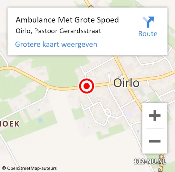 Locatie op kaart van de 112 melding: Ambulance Met Grote Spoed Naar Oirlo, Pastoor Gerardsstraat op 16 januari 2015 07:53
