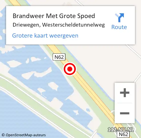 Locatie op kaart van de 112 melding: Brandweer Met Grote Spoed Naar Driewegen, Westerscheldetunnelweg op 16 januari 2015 16:11