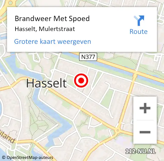 Locatie op kaart van de 112 melding: Brandweer Met Spoed Naar Hasselt, Mulertstraat op 16 januari 2015 16:57