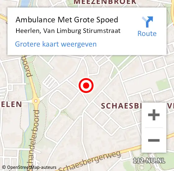 Locatie op kaart van de 112 melding: Ambulance Met Grote Spoed Naar Heerlen, Van Limburg Stirumstraat op 16 januari 2015 18:48