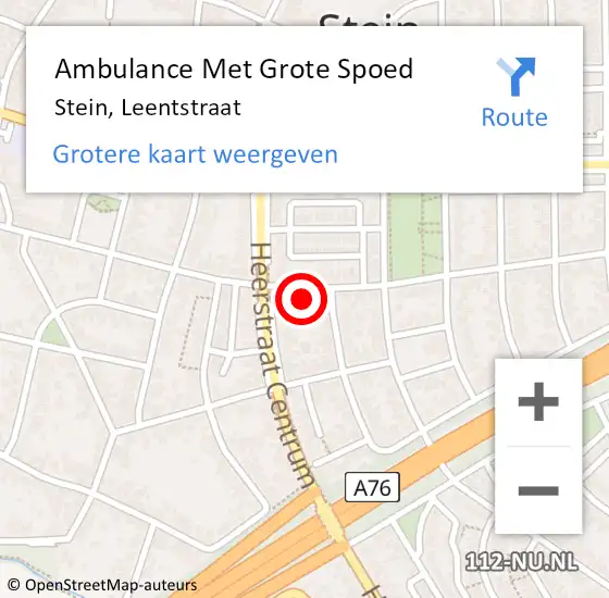 Locatie op kaart van de 112 melding: Ambulance Met Grote Spoed Naar Stein, Leentstraat op 16 januari 2015 19:23