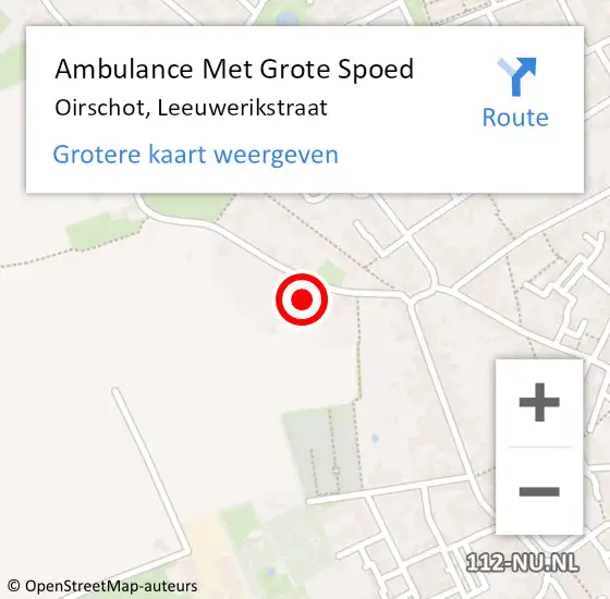 Locatie op kaart van de 112 melding: Ambulance Met Grote Spoed Naar Oirschot, Leeuwerikstraat op 17 januari 2015 01:05