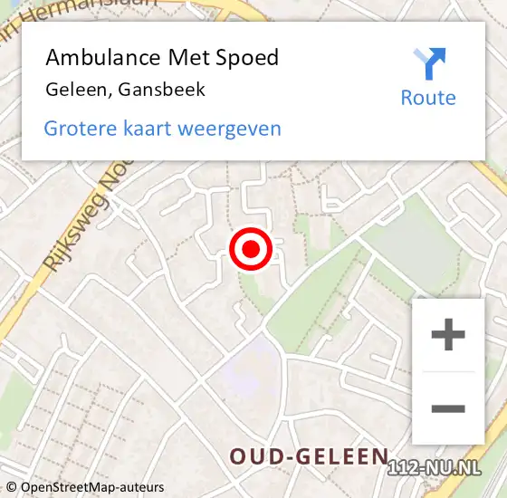 Locatie op kaart van de 112 melding: Ambulance Met Spoed Naar Geleen, Gansbeek op 17 januari 2015 06:21