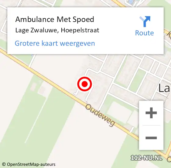 Locatie op kaart van de 112 melding: Ambulance Met Spoed Naar Lage Zwaluwe, Hoepelstraat op 17 januari 2015 09:57