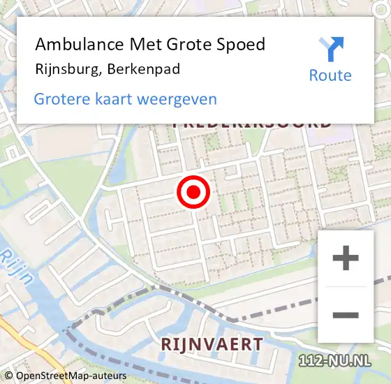 Locatie op kaart van de 112 melding: Ambulance Met Grote Spoed Naar Rijnsburg, Berkenpad op 17 januari 2015 10:49