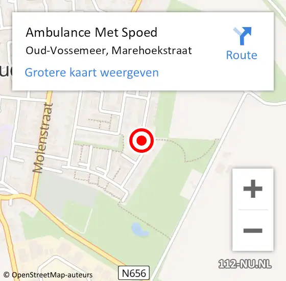 Locatie op kaart van de 112 melding: Ambulance Met Spoed Naar Oud-Vossemeer, Marehoekstraat op 17 januari 2015 11:47