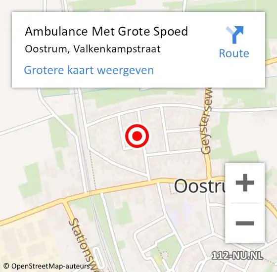 Locatie op kaart van de 112 melding: Ambulance Met Grote Spoed Naar Oostrum, Valkenkampstraat op 17 januari 2015 12:22