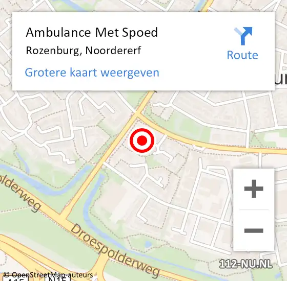 Locatie op kaart van de 112 melding: Ambulance Met Spoed Naar Rozenburg, Noordererf op 17 januari 2015 22:17