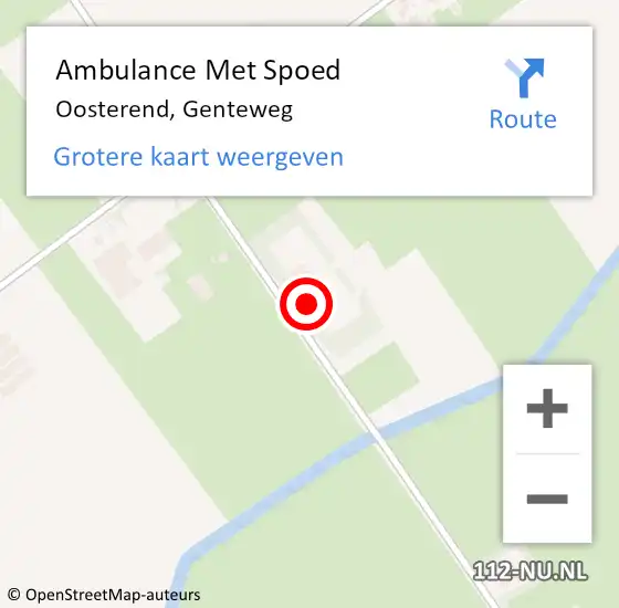 Locatie op kaart van de 112 melding: Ambulance Met Spoed Naar Oosterend, Genteweg op 18 januari 2015 12:19