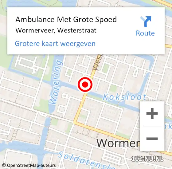 Locatie op kaart van de 112 melding: Ambulance Met Grote Spoed Naar Wormerveer, Westerstraat op 18 januari 2015 16:30