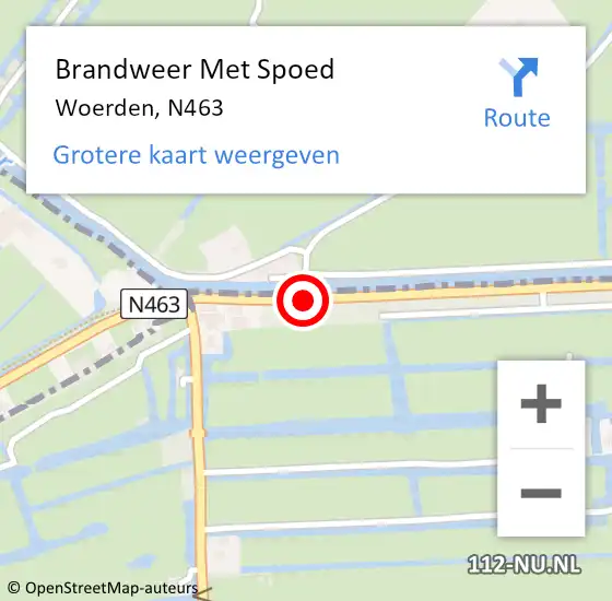 Locatie op kaart van de 112 melding: Brandweer Met Spoed Naar Woerden, N463 op 28 oktober 2013 08:14