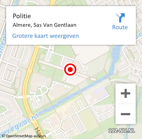 Locatie op kaart van de 112 melding: Politie Almere, Sas Van Gentlaan op 19 januari 2015 16:15