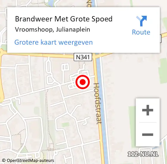 Locatie op kaart van de 112 melding: Brandweer Met Grote Spoed Naar Vroomshoop, Julianaplein op 19 januari 2015 17:04