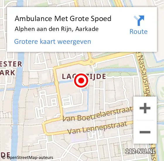 Locatie op kaart van de 112 melding: Ambulance Met Grote Spoed Naar Alphen aan den rijn, Aarkade op 28 oktober 2013 09:15