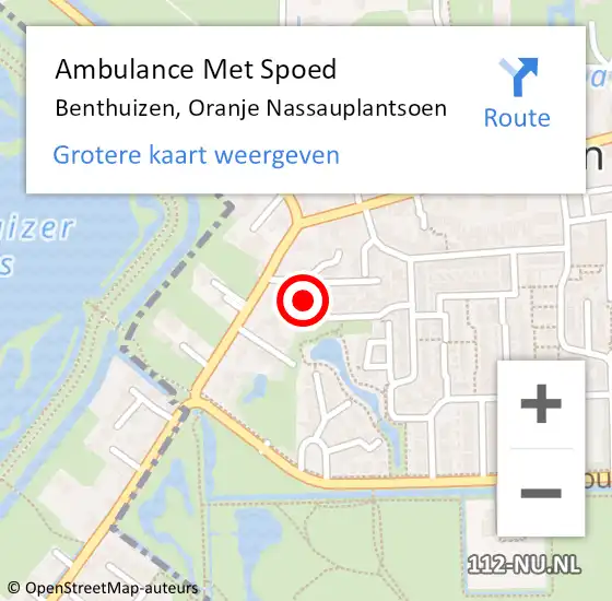 Locatie op kaart van de 112 melding: Ambulance Met Spoed Naar Benthuizen, Oranje Nassauplantsoen op 19 januari 2015 22:31