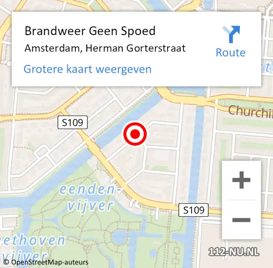 Locatie op kaart van de 112 melding: Brandweer Geen Spoed Naar Amsterdam, Herman Gorterstraat op 28 oktober 2013 09:35