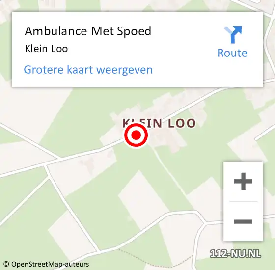 Locatie op kaart van de 112 melding: Ambulance Met Spoed Naar Klein Loo op 20 januari 2015 09:46