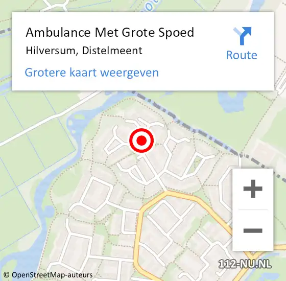 Locatie op kaart van de 112 melding: Ambulance Met Grote Spoed Naar Hilversum, Distelmeent op 20 januari 2015 14:37