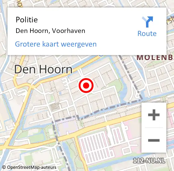 Locatie op kaart van de 112 melding: Politie Den Hoorn, Voorhaven op 20 januari 2015 15:15