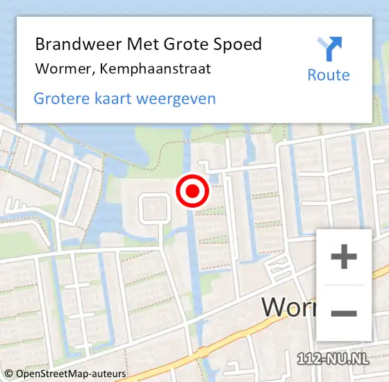 Locatie op kaart van de 112 melding: Brandweer Met Grote Spoed Naar Wormer, Kemphaanstraat op 28 oktober 2013 10:34