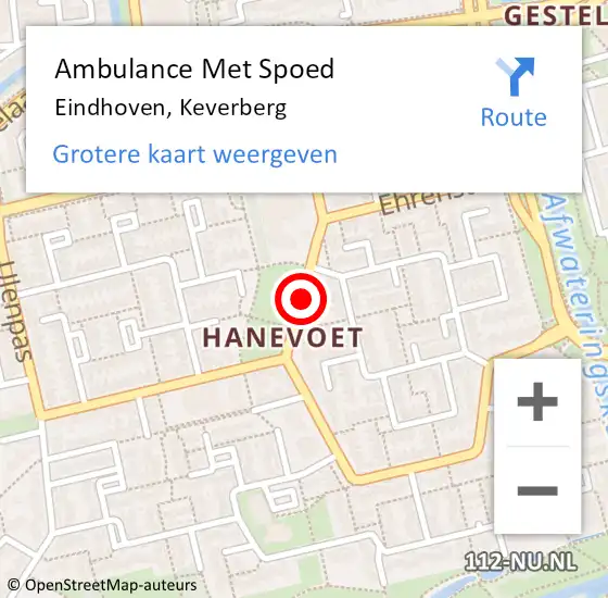 Locatie op kaart van de 112 melding: Ambulance Met Spoed Naar Eindhoven, Keverberg op 21 januari 2015 23:10