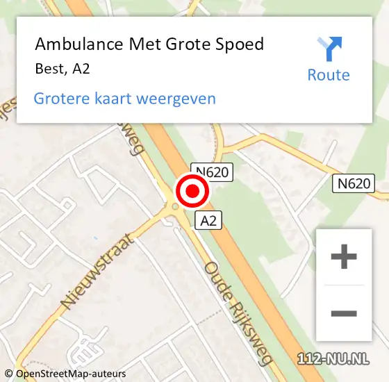 Locatie op kaart van de 112 melding: Ambulance Met Grote Spoed Naar Best, A2 L hectometerpaal: 138,4 op 22 januari 2015 16:25