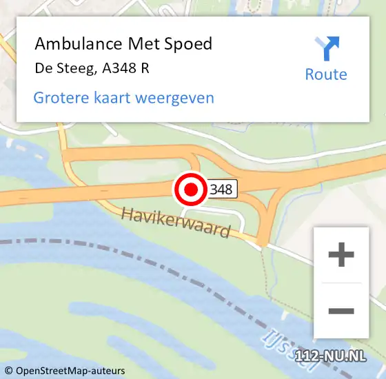 Locatie op kaart van de 112 melding: Ambulance Met Spoed Naar De Steeg, A348 R op 22 januari 2015 21:11