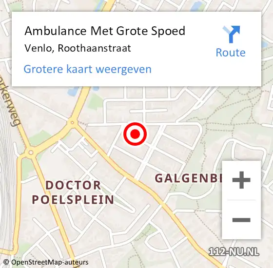 Locatie op kaart van de 112 melding: Ambulance Met Grote Spoed Naar Venlo, Roothaanstraat op 23 januari 2015 10:05