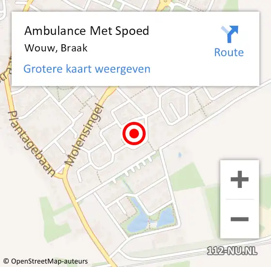 Locatie op kaart van de 112 melding: Ambulance Met Spoed Naar Wouw, Braak op 23 januari 2015 10:25