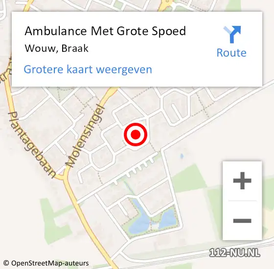 Locatie op kaart van de 112 melding: Ambulance Met Grote Spoed Naar Wouw, Braak op 23 januari 2015 10:28