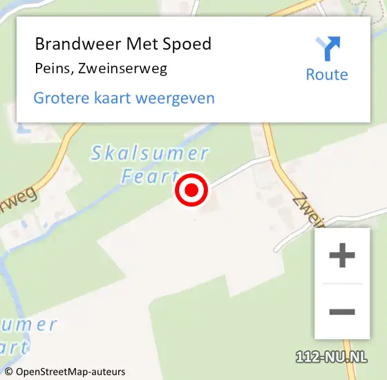 Locatie op kaart van de 112 melding: Brandweer Met Spoed Naar Peins, Zweinserweg op 28 oktober 2013 11:19